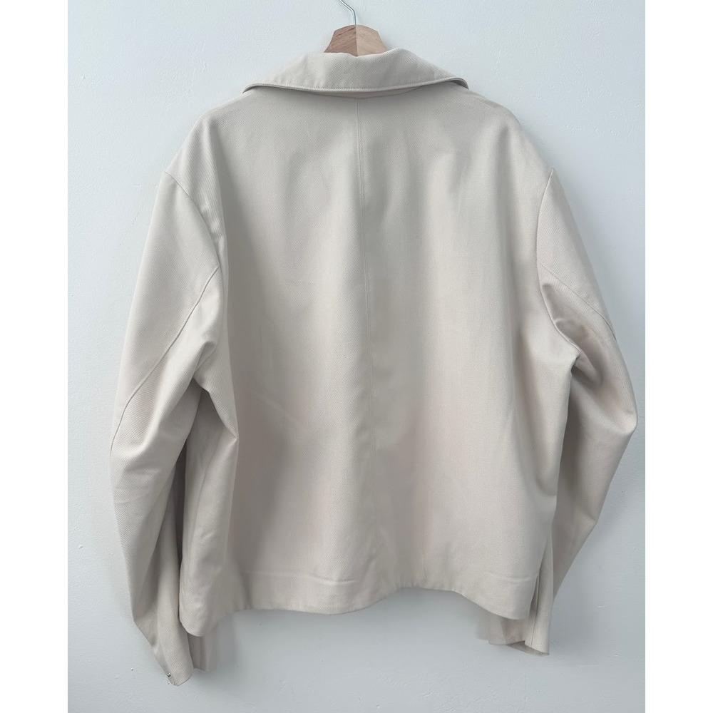 H&M Mens Regular Fit Twill Jacket XXL Beige Zip Front Minimalist NWT - Picture 3 of 8